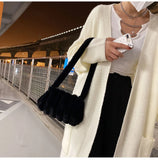 Japan Lady Faux Fur Shoulder Bag Winter Warm Furry Plush Crossbody Handbag