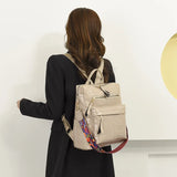 Khaki Women Zipper Ladies Backpack PU Leather School Bags Crossbody Shoulder