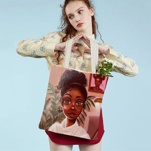 African Girl Cartoon Tote Bag for Women