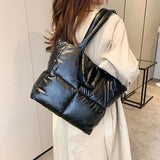 Designer Quilted Shoulder Bag High Nylon Down Cotton Tote Handbag