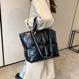Designer Quilted Shoulder Bag High Nylon Down Cotton Tote Handbag