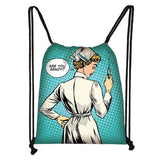 Heartbeat Pattern Drawstring Bag for Kids - Soft Back Bag