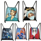 Heartbeat Pattern Drawstring Bag for Kids - Soft Back Bag