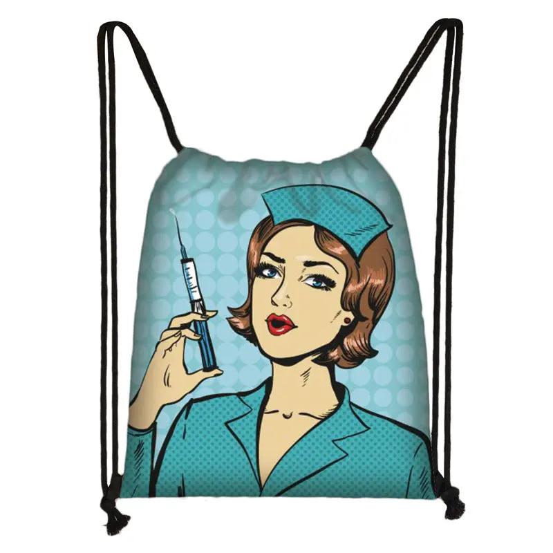 Heartbeat Pattern Drawstring Bag for Kids - Soft Back Bag