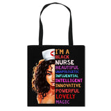 Nurse with Crown Women Totes Afro Ladies Handbag American Africa Girls Canvas Sh