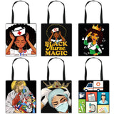Nurse with Crown Women Totes Afro Ladies Handbag American Africa Girls Canvas Sh