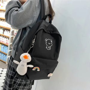 Nylon Backpacks for Teen Girls Cartoon High SchoolBag