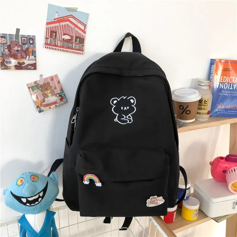 Nylon Backpacks for Teen Girls Cartoon High SchoolBag