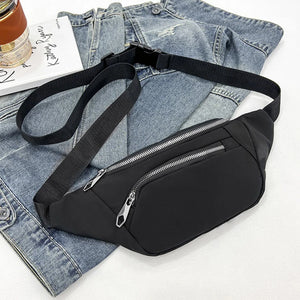 Nylon Waist Bag Zipper Chest Bag Sport Travel Unisex Waist Belt Bag