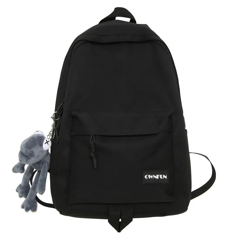 Nylon Women's Backpack Solid School Bag Casual Female Travel Rucksack
