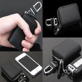 Car Key Fob Holder PU Leather Cover Pouch Keycase Keychain