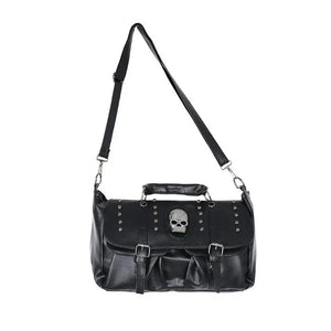Steampunk Skull & Rivets Belt Buckle Rock Shoulder Bag