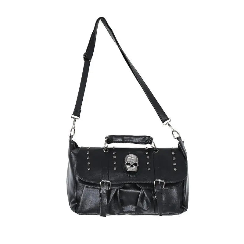 Steampunk Skull & Rivets Belt Buckle Rock Shoulder Bag