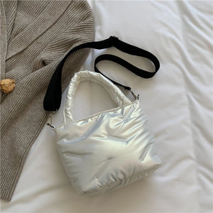 Quilted Nylon Shoulder Bag Winter Tote Purse
