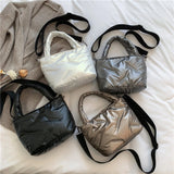 Quilted Nylon Shoulder Bag Winter Tote Purse