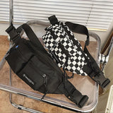 Plaid Crossbody Bag Nylon Sports Shoulder Bag Hip Hop Handbag