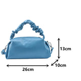 Pleated Shoulder Bag Women Pu Leather Crossbody Top Handle Messenger