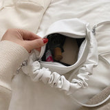 Pleated Shoulder Bag Women Pu Leather Crossbody Top Handle Messenger