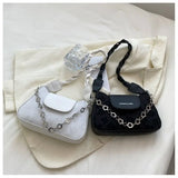 Lace PU Small Square Bag Casual Chain Retro Shoulder