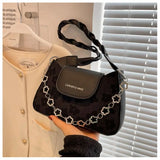 Lace PU Small Square Bag Casual Chain Retro Shoulder