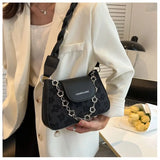 Lace PU Small Square Bag Casual Chain Retro Shoulder