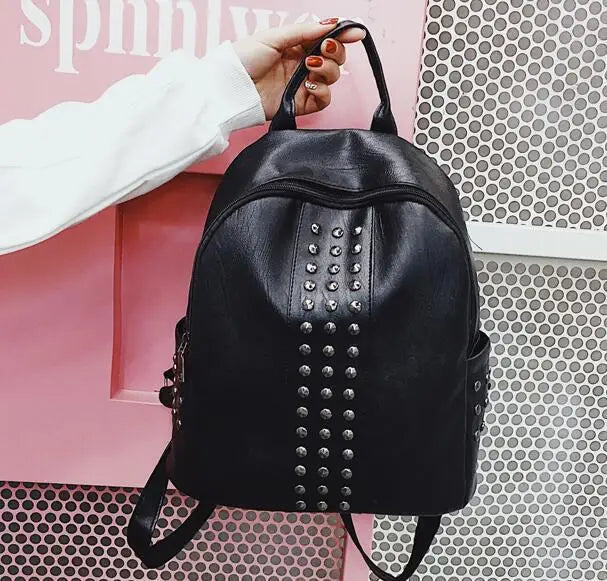 Women's Rivet Backpack Large Capacity Casual Travel School Bag
