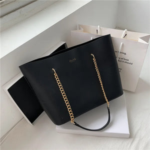 Stylish PU Leather Shoulder Bag for Women Chain Tote Shopper Handbag