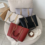 Stylish PU Leather Shoulder Bag for Women Chain Tote Shopper Handbag