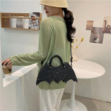 Punk Style Girl's Crossbody Bag Bat Bag Pu Leather Tote Bag