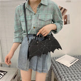 Punk Style Girl's Crossbody Bag Bat Bag Pu Leather Tote Bag