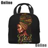 African American Girl Lunch Bag Tote Insulated Reusable Portable Lunch Box
