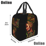 African American Girl Lunch Bag Tote Insulated Reusable Portable Lunch Box
