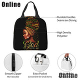 African American Girl Lunch Bag Tote Insulated Reusable Portable Lunch Box