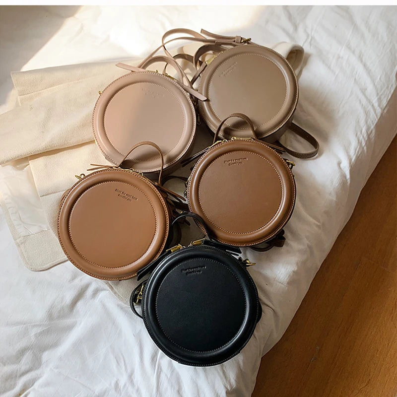 Vintage Round Shoulder Bag for Women Clutch Purses High Crossbody Totes