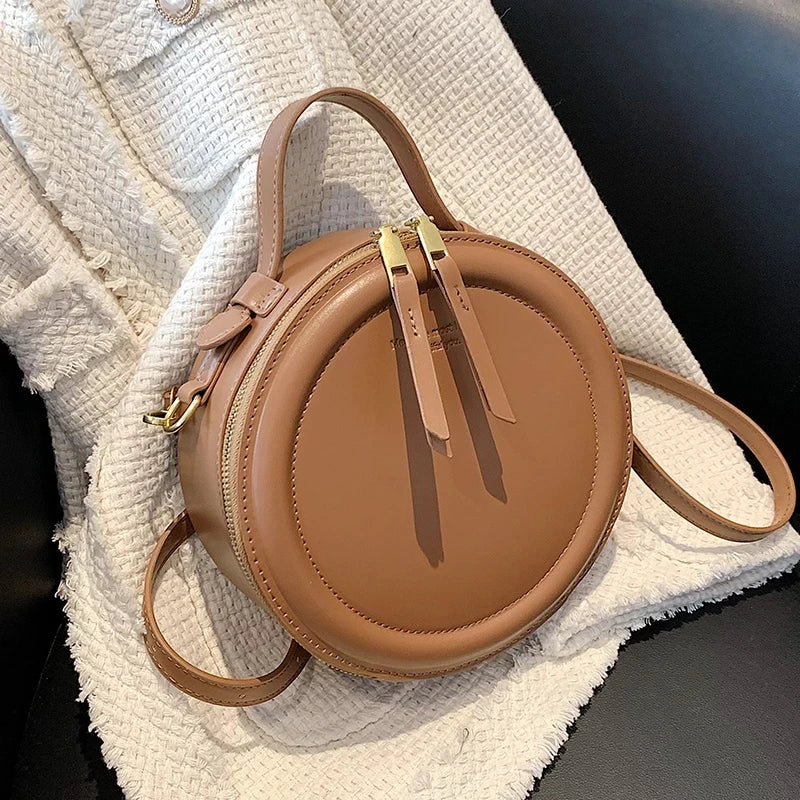 Vintage Round Shoulder Bag for Women Clutch Purses High Crossbody Totes