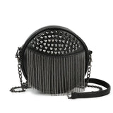 Women's Leather Shoulder Bag Chain Tassel Crossbody Clutch