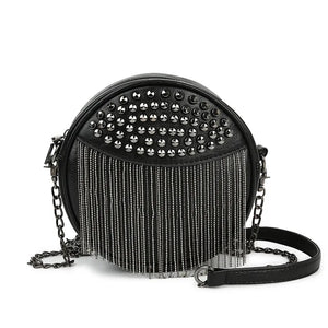 Women's Leather Shoulder Bag Chain Tassel Crossbody Clutch