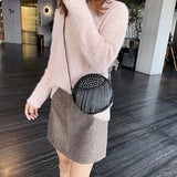 Women's Leather Shoulder Bag Chain Tassel Crossbody Clutch