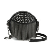 Women's Leather Shoulder Bag Chain Tassel Crossbody Clutch