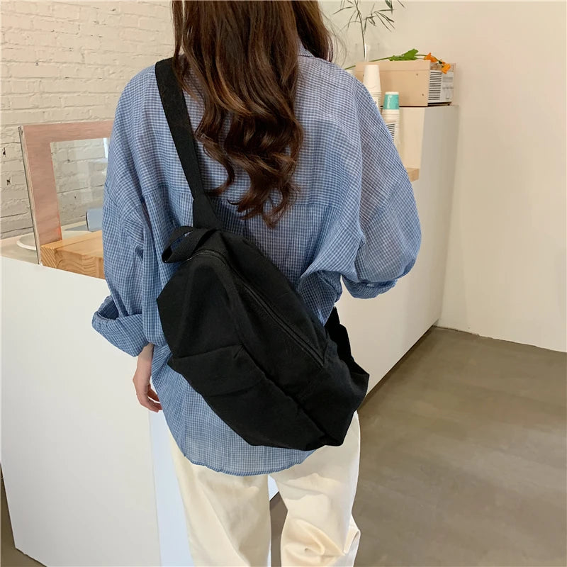 Canvas Shoulder Bag Harajuku Students Crossbody Zipper School Small Bag