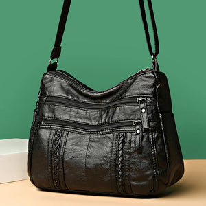 Women's Shoulder Bag Soft Leather Crossbody Handbag Vintage Messenger Pack