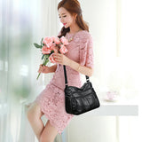 Women's Shoulder Bag Soft Leather Crossbody Handbag Vintage Messenger Pack