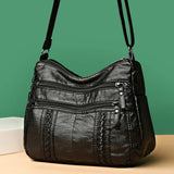 Women's Shoulder Bag Soft Leather Crossbody Handbag Vintage Messenger Pack