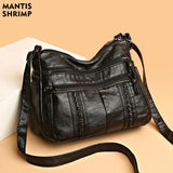 Women's Shoulder Bag Soft Leather Crossbody Handbag Vintage Messenger Pack