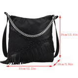 Soft Leather Tassel Handbag Shoulder Bag Large Capacity Top Handle Tote