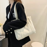 Solid Women's Large Capacity Tote Bag Canvas Shoulder Bag