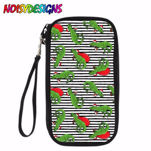 Stripes Dinosaur Zipper Wallet Female Long Passport Wallets Women Animals Print