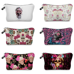 Skull Printed Makeup Bag Halloween Portable Candy Bag High Storage Bag Gift