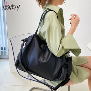 Large Capacity Hobo Shoulder Bags Soft Leather Crossbody Handbags