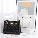 Women's Chain Crossbody Bag Shoulder Bag Leather Plaid Handbag